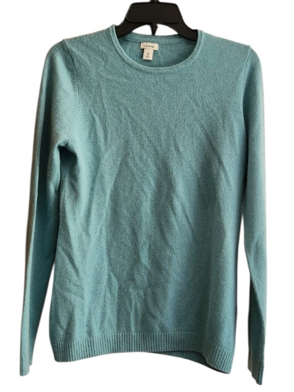 L.L. Bean 100% Cashmere Silver Blue Classic Crewneck Sweater